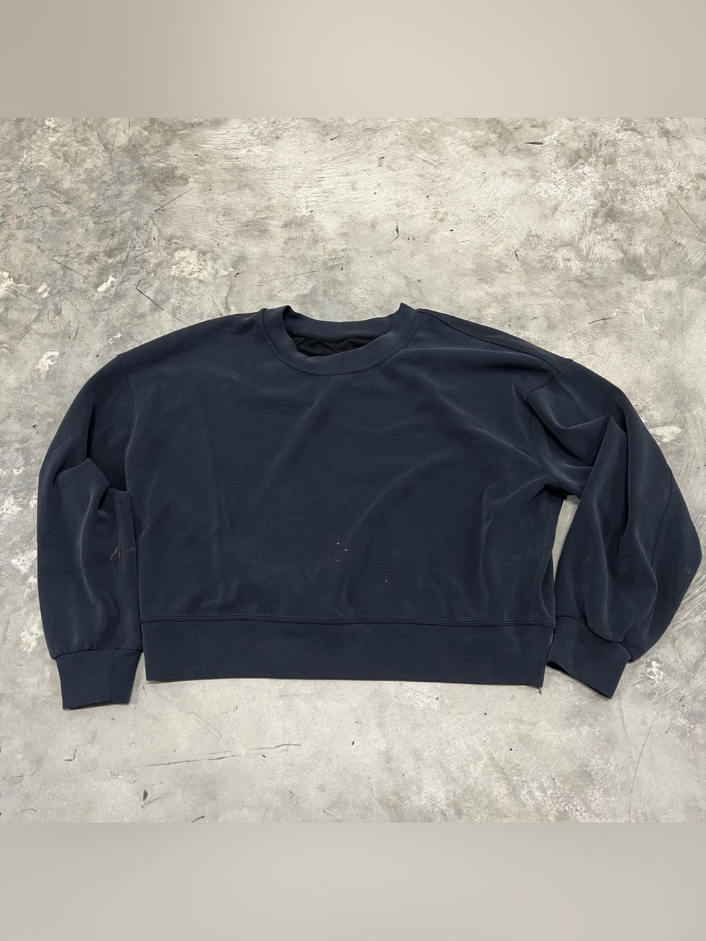 Lululemon Perfectly Oversized Cropped Crew Sweater Womens 8 BLK Softstreme READ